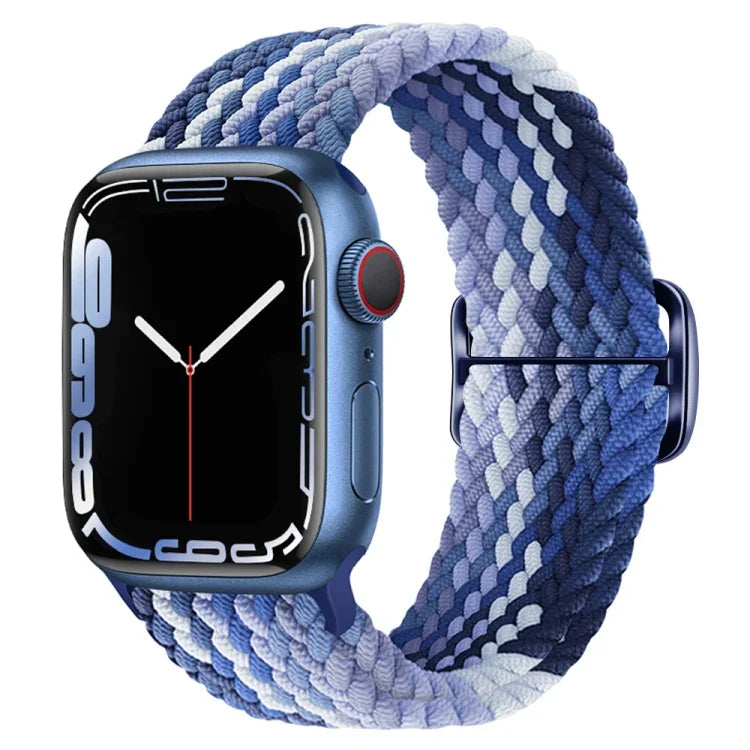 Bracelet de montre en nylon tressé avec boucle, pour Apple Watch Ultra 49mm / Series 8&7 45mm / SE 2&6&SE&5&4 44mm / 3&2&1 42mm