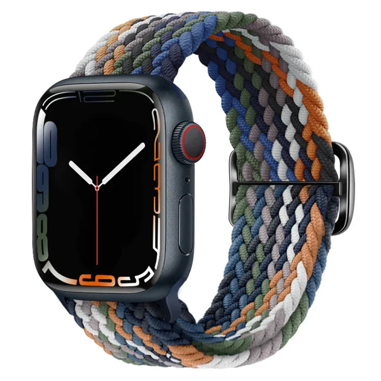 Bracelet de montre en nylon tressé avec boucle, pour Apple Watch Ultra 49mm / Series 8&7 45mm / SE 2&6&SE&5&4 44mm / 3&2&1 42mm