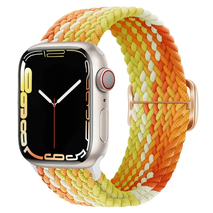 Bracelet de montre en nylon tressé avec boucle, pour Apple Watch Ultra 49mm / Series 8&7 45mm / SE 2&6&SE&5&4 44mm / 3&2&1 42mm