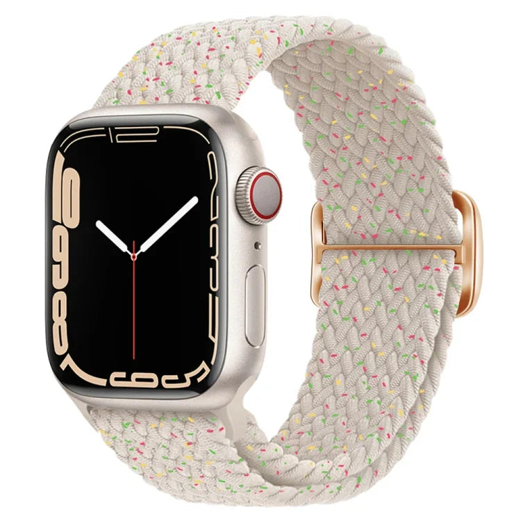 Bracelet de montre en nylon tressé avec boucle, pour Apple Watch Ultra 49mm / Series 8&7 45mm / SE 2&6&SE&5&4 44mm / 3&2&1 42mm