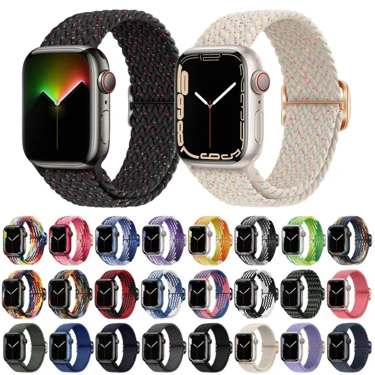 Bracelet de montre en nylon tressé avec boucle, pour Apple Watch Ultra 49mm / Series 8&7 45mm / SE 2&6&SE&5&4 44mm / 3&2&1 42mm