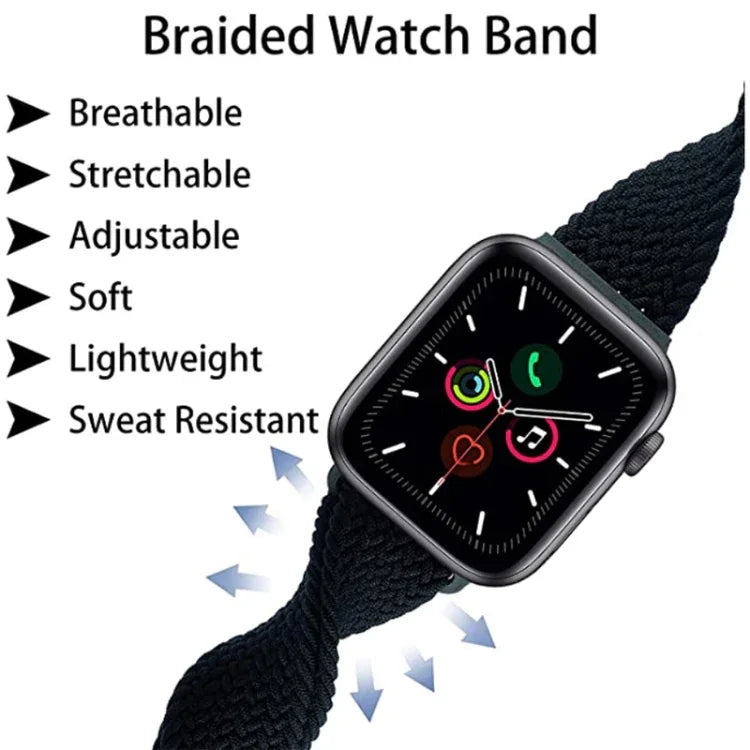 Bracelet de montre en nylon tressé avec boucle, pour Apple Watch Ultra 49mm / Series 8&7 45mm / SE 2&6&SE&5&4 44mm / 3&2&1 42mm