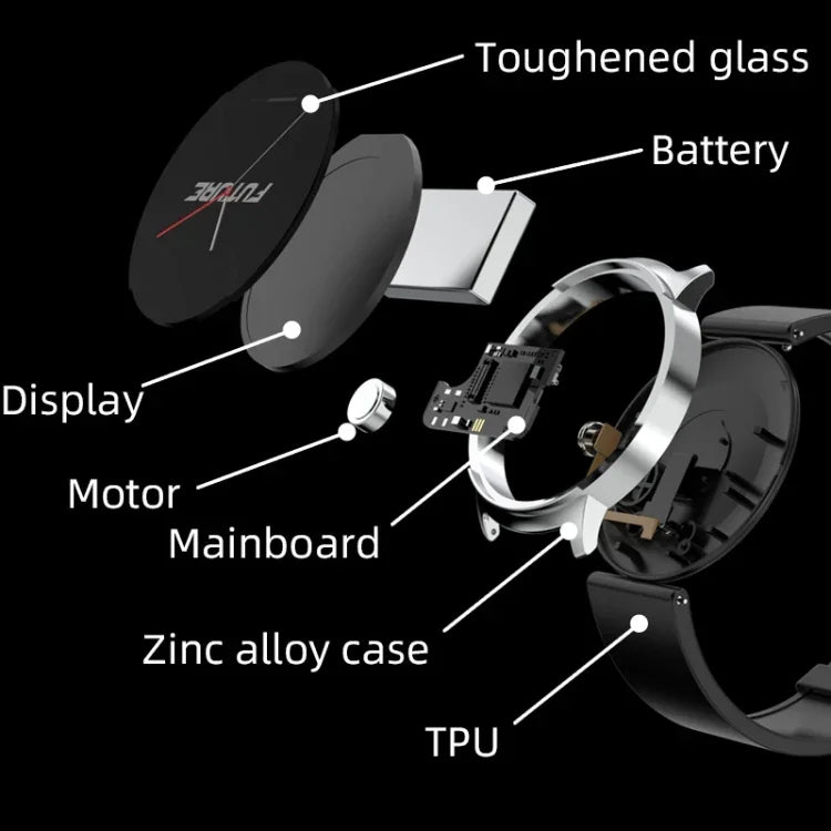 KS02 Montre Intelligente 1,32 Pouces Prend en Charge la Détection de la Glycémie, la Détection de la Pression Artérielle, la Détection de l'Oxygène Sanguin, KS02