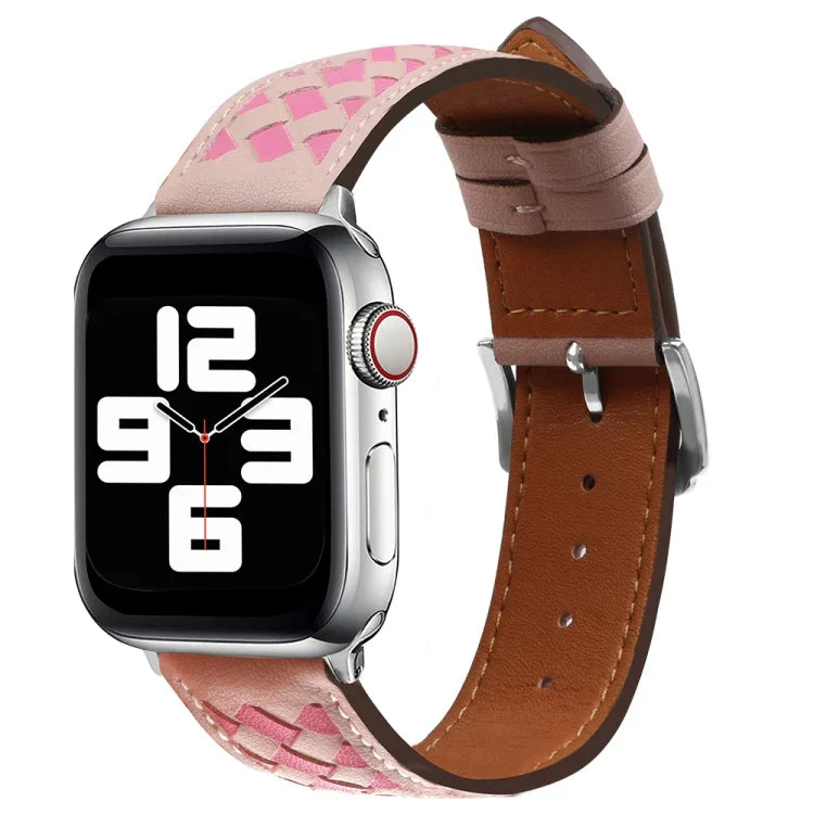 Bracelet de montre tressé en cuir véritable, pour Apple Watch Ultra 49 mm / Series 8&7 45 mm / SE 2&6&SE&5&4 44 mm / 3&2&1 42 mm, pour Apple Watch Series 8&7 41 mm / SE 2&6&SE&5&4 40 mm / 3&2&1 38 mm