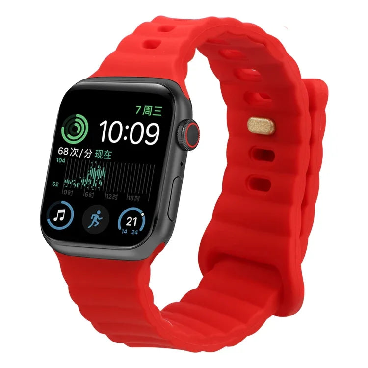 Bracelet de montre en silicone avec boucle inversée, pour Apple Watch Ultra 49mm / Series 8&7 45mm / SE 2&6&SE&5&4 44mm / 3&2&1 42mm, pour Apple Watch Series 8&7 41mm / SE 2&6&SE&5&4 40mm / 3&2&1 38mm