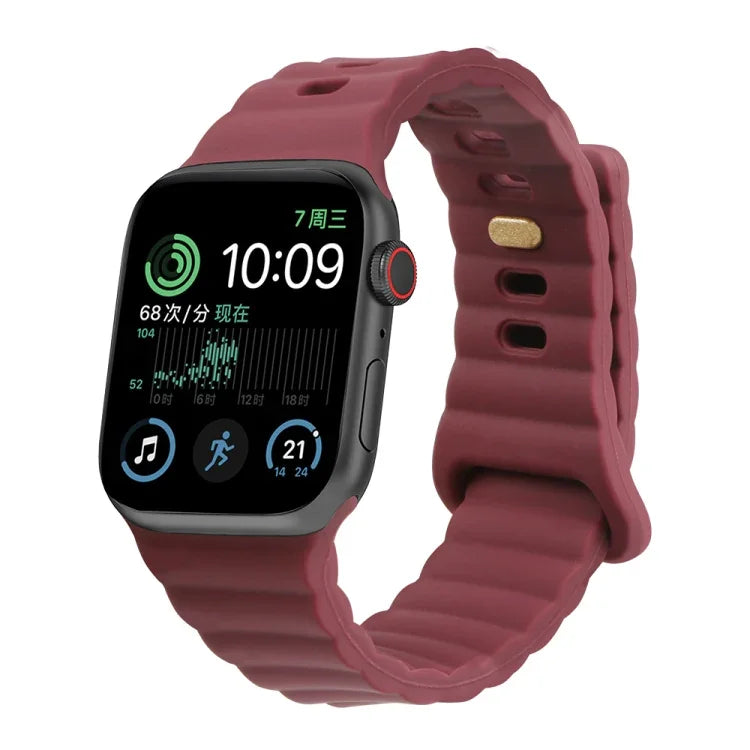 Bracelet de montre en silicone avec boucle inversée, pour Apple Watch Ultra 49mm / Series 8&7 45mm / SE 2&6&SE&5&4 44mm / 3&2&1 42mm, pour Apple Watch Series 8&7 41mm / SE 2&6&SE&5&4 40mm / 3&2&1 38mm