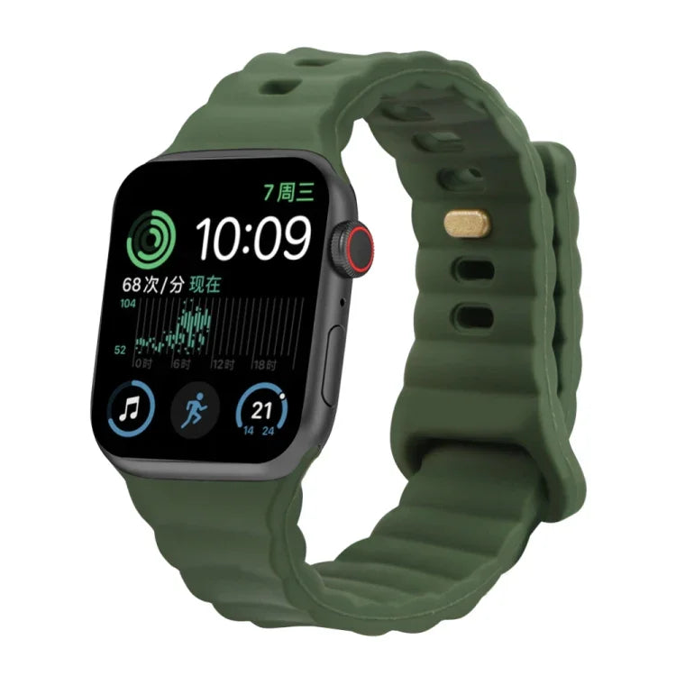Bracelet de montre en silicone avec boucle inversée, pour Apple Watch Ultra 49mm / Series 8&7 45mm / SE 2&6&SE&5&4 44mm / 3&2&1 42mm, pour Apple Watch Series 8&7 41mm / SE 2&6&SE&5&4 40mm / 3&2&1 38mm