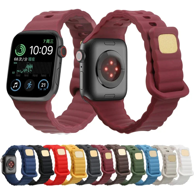 Bracelet de montre en silicone avec boucle inversée, pour Apple Watch Ultra 49mm / Series 8&7 45mm / SE 2&6&SE&5&4 44mm / 3&2&1 42mm, pour Apple Watch Series 8&7 41mm / SE 2&6&SE&5&4 40mm / 3&2&1 38mm