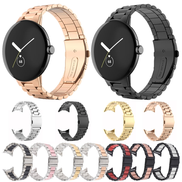 Bracelet de montre en métal d'acier inoxydable à trois maillons, pour Google Pixel Watch 4 / 3 / 2 / 1 41 mm