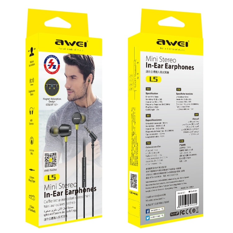 awei L5 1.2m Mini Stereo In-ear Earphones, L5