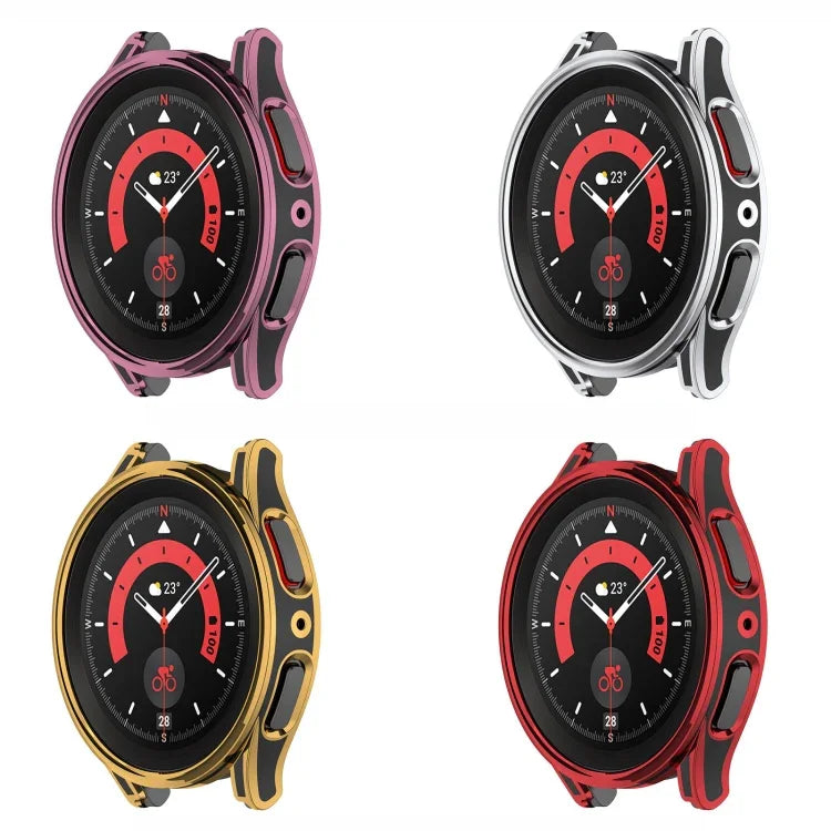Coque de protection bicolore avec film en verre trempé, pour Samsung Galaxy Watch5 Pro 45mm, pour Samsung Galaxy Watch5 40mm, pour Samsung Galaxy Watch5 44mm, pour Samsung Galaxy Watch4 40mm, pour Samsung Galaxy Watch4 44mm