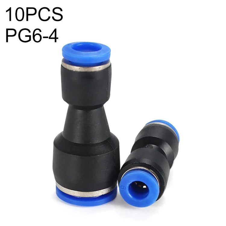 LAIZE 10pcs Connecteur pneumatique rapide réducteur droit en plastique, PG6-4, PG8-4, PG8-6, PG10-6, PG10-8, PG12-8, PG12-10, PG16-12