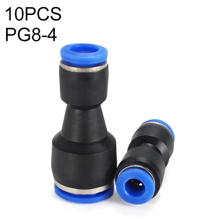 LAIZE 10pcs Connecteur pneumatique rapide réducteur droit en plastique, PG6-4, PG8-4, PG8-6, PG10-6, PG10-8, PG12-8, PG12-10, PG16-12