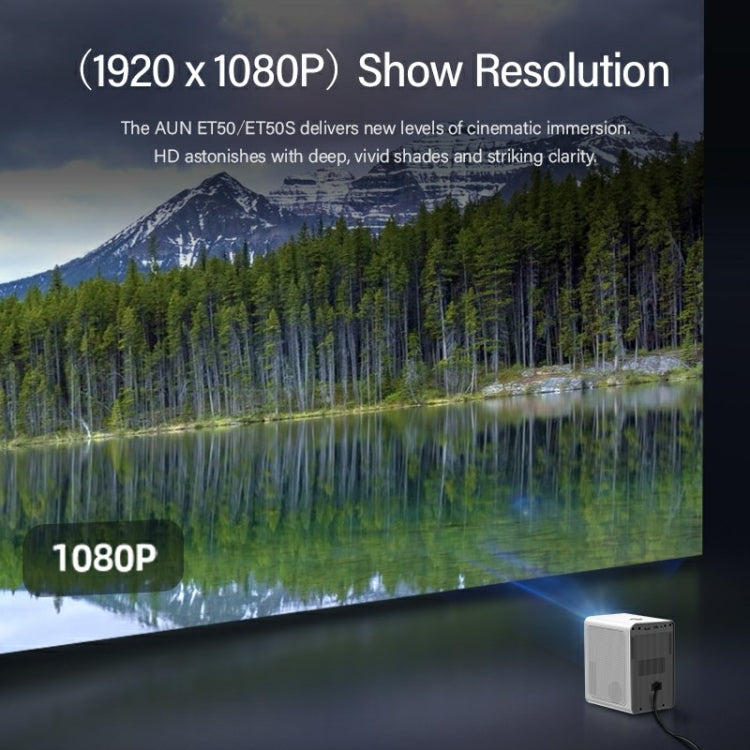 Projecteur mini LED intelligent AUN ET50 4 pouces 180 lumens 1920x1080P, prise US, prise EU, prise UK, prise AU