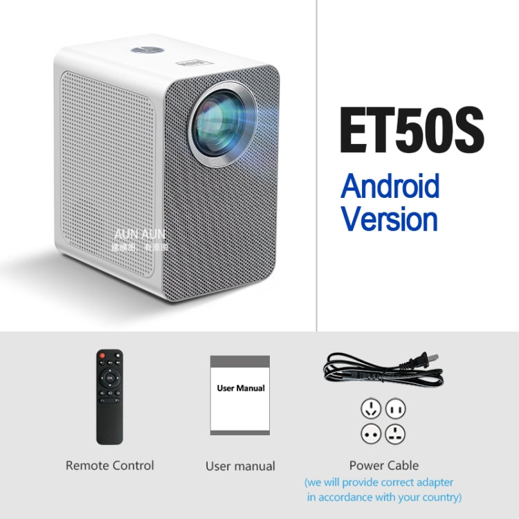 Projecteur mini LED intelligent AUN ET50 4 pouces 180 lumens 1920x1080P, prise US, prise EU, prise UK, prise AU