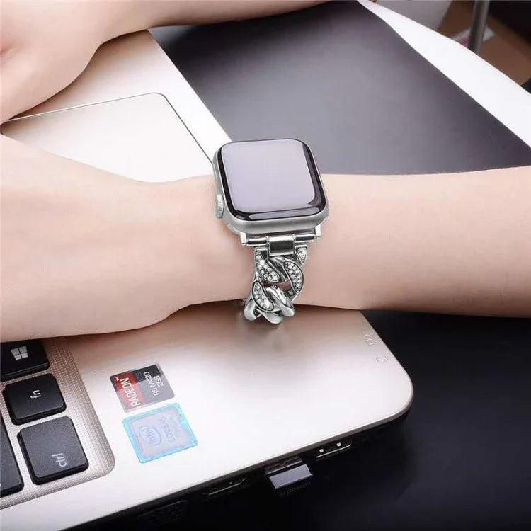 Bracelet de montre en denim et diamants avec chaîne, pour Samsung Galaxy Watch5 40mm/44mm / Watch5 Pro
