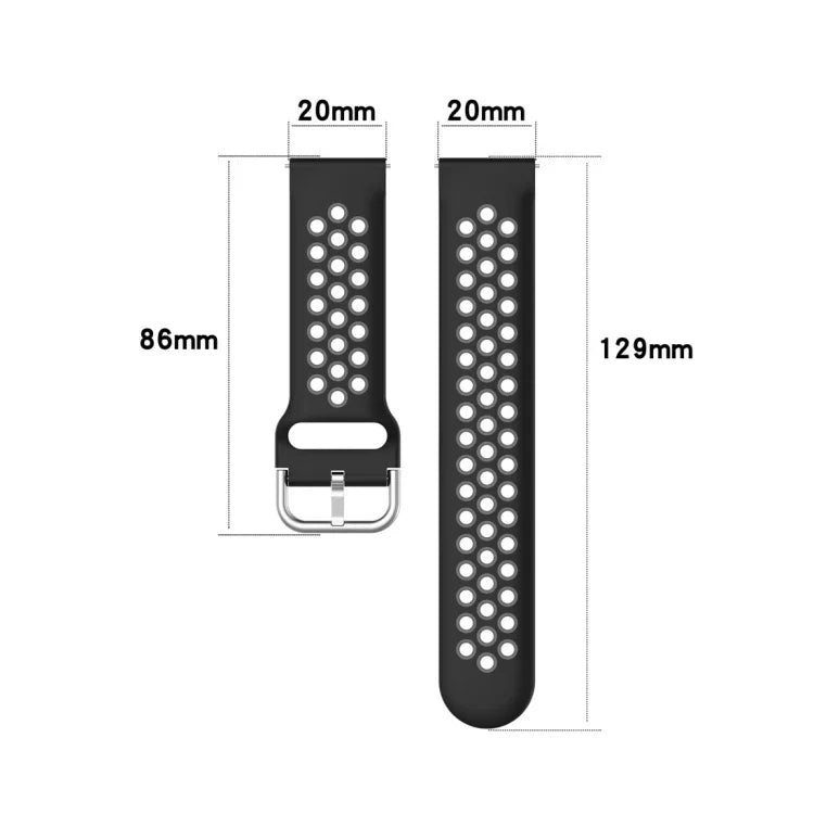 Bracelet de montre sport bicolore avec fermoir 20 mm, Pour Huawei Watch GT2 42MM, Pour Galaxy Watch Active2 / Active