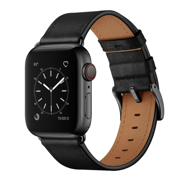 Bracelet de montre en cuir véritable classique, pour Apple Watch Ultra 49mm / Série 8&7 45mm / SE 2&6&SE&5&4 44mm / 3&2&1 42mm, pour Apple Watch Série 8&7 41mm / SE 2&6&SE&5&4 40mm / 3&2&1 38mm