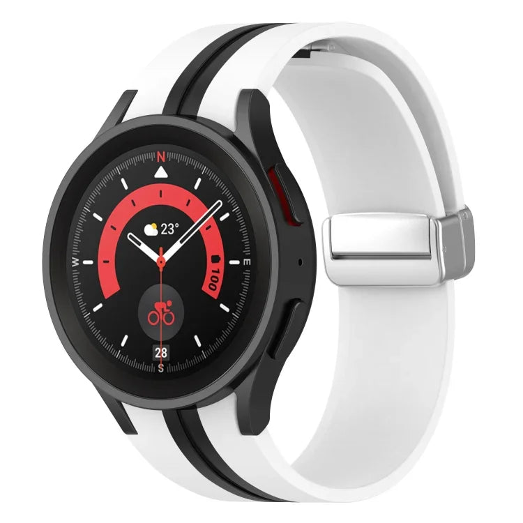 Bracelet de montre en silicone bicolore avec boucle argentée, pour Samsung Galaxy Watch 5 Pro