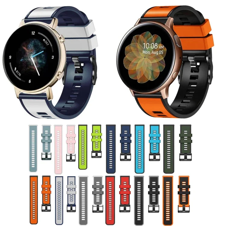 Bracelet de montre en silicone bicolore tissage uni, pour Samsung Galaxy Watch 5 40mm / 44mm
