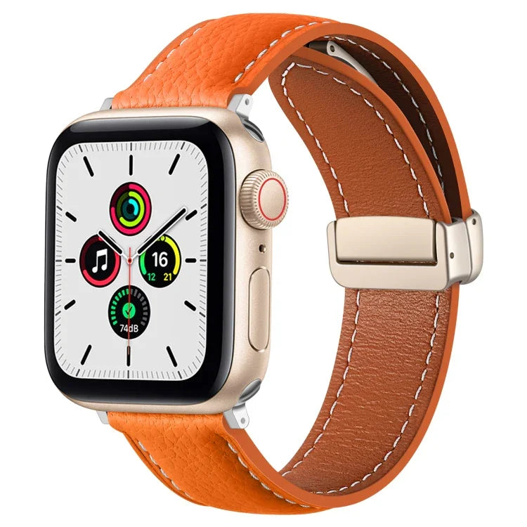 Bracelet de montre en cuir véritable à boucle déployante, pour Apple Watch Ultra 49mm / Series 8&7 45mm / SE 2&6&SE&5&4 44mm / 3&2&1 42mm, pour Apple Watch Series 8&7 41mm / SE 2&6&SE&5&4 40mm / 3&2&1 38mm