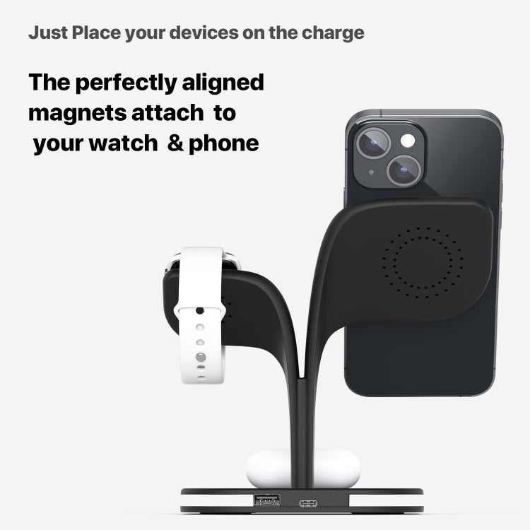 YM-UD22 Chargeur sans fil magnétique 5 en 1 15W avec fonction support