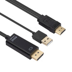 Câble adaptateur HDMI vers USB+DisplayPort avec alimentation, longueur : 1,8 m, 180 cm