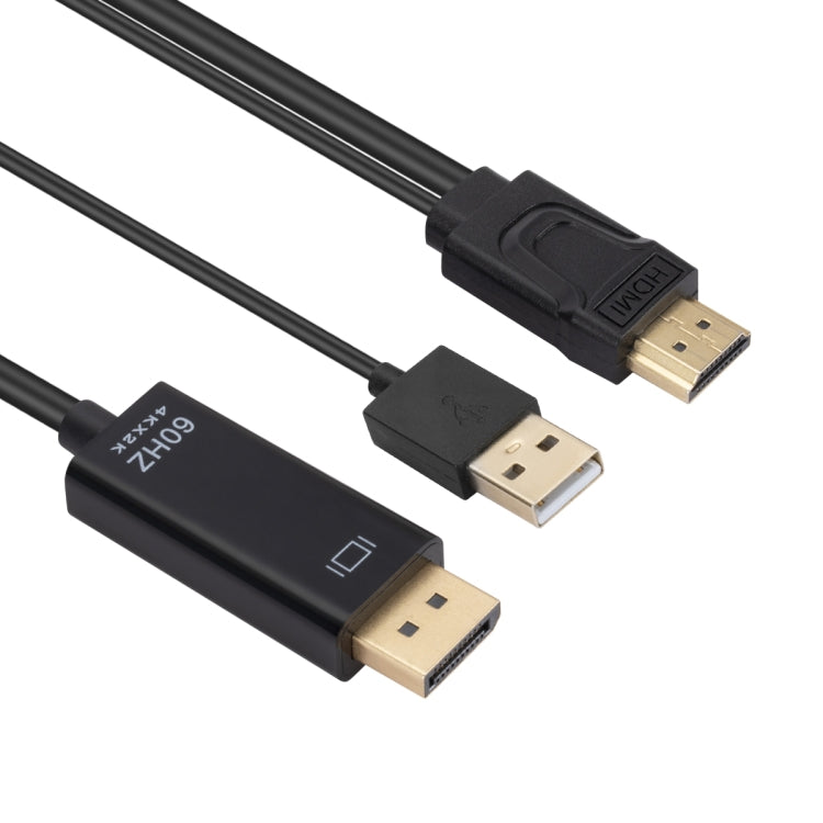Câble adaptateur HDMI vers USB+DisplayPort avec alimentation, longueur : 1,8 m, 180 cm