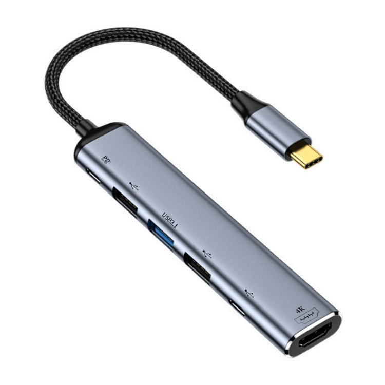 Adaptateur multifonction 6 en 1 USB-C/Type-C vers HDMI+USB 3.1+Double USB 2.0+Double USB-C/Type-C, Y004