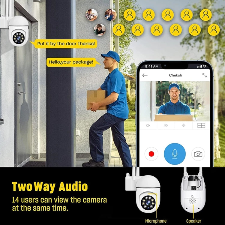 Caméra de surveillance intelligente sans fil Wi-Fi HD 1080P A7, compatible vision nocturne / audio bidirectionnel, sans mémoire, avec mémoire 16G