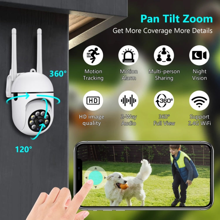 Caméra de surveillance intelligente sans fil Wi-Fi HD 1080P A7, compatible vision nocturne / audio bidirectionnel, sans mémoire, avec mémoire 16G