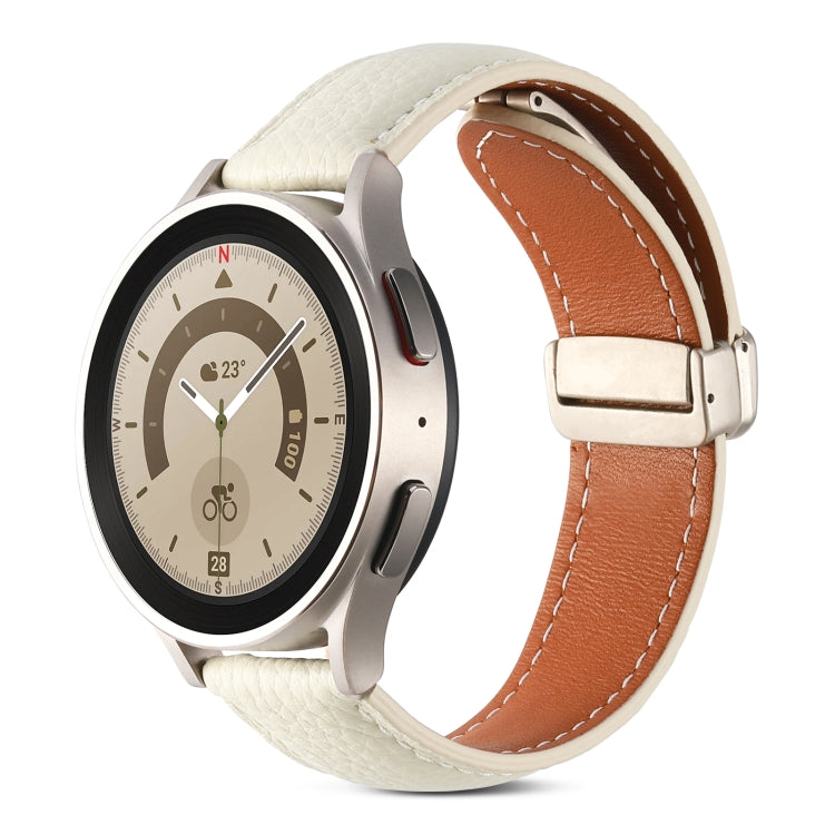 Bracelet de montre en cuir véritable avec boucle déployante, pour Samsung Galaxy Watch 5