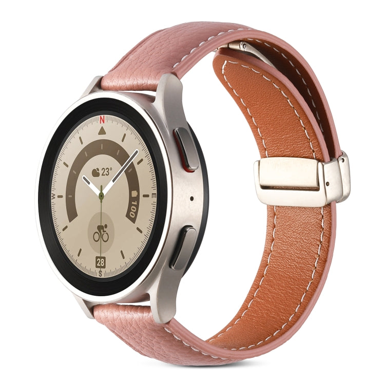 Bracelet de montre en cuir véritable avec boucle déployante, pour Samsung Galaxy Watch 5