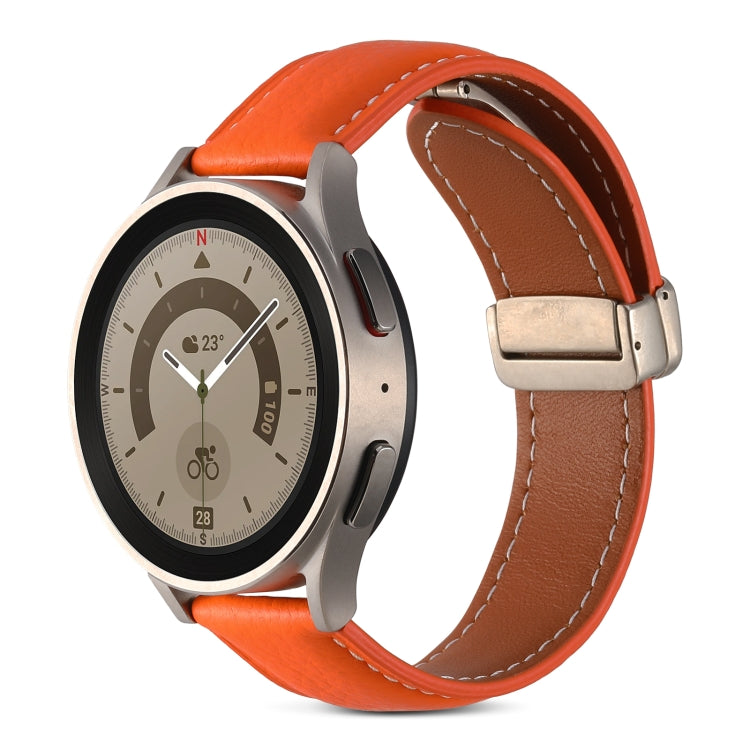 Bracelet de montre en cuir véritable avec boucle déployante, pour Samsung Galaxy Watch 5