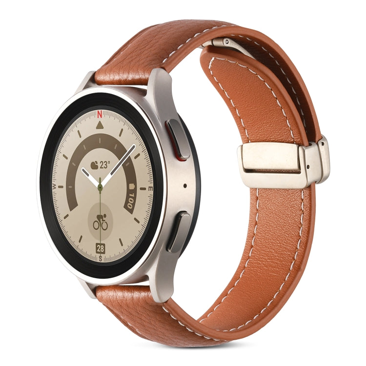 Bracelet de montre en cuir véritable avec boucle déployante, pour Samsung Galaxy Watch 5