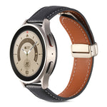Bracelet de montre en cuir véritable avec boucle déployante, pour Samsung Galaxy Watch 5