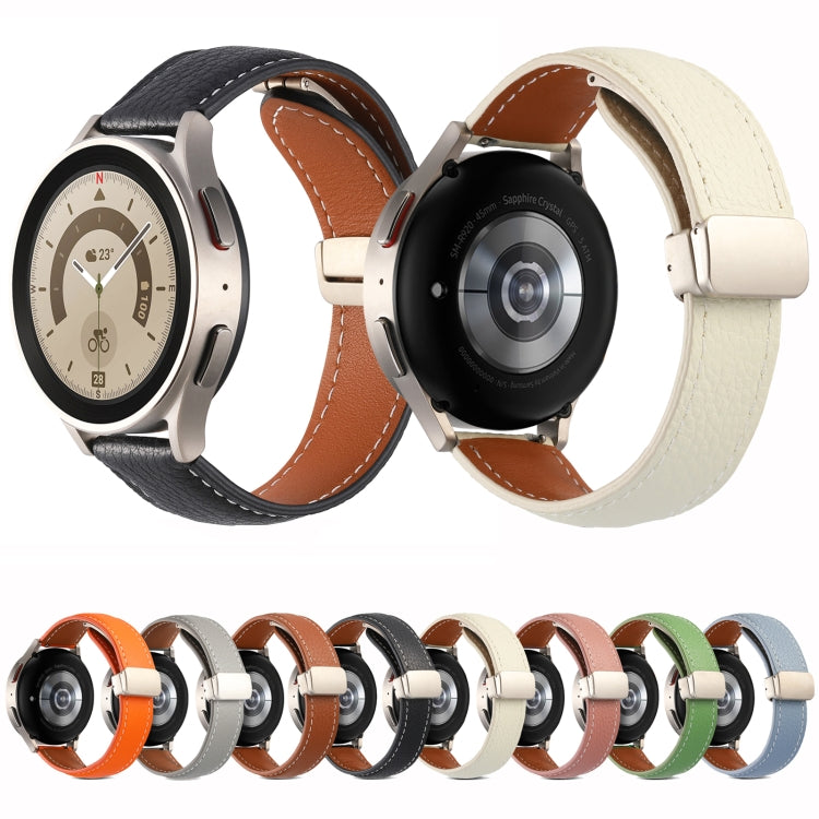 Bracelet de montre en cuir véritable avec boucle déployante, pour Samsung Galaxy Watch 5