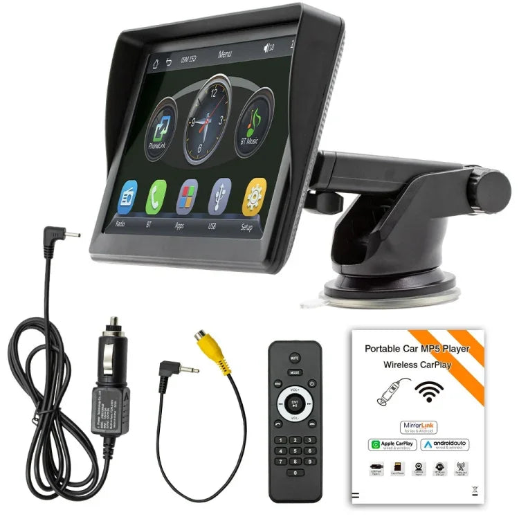 Radio multimédia sans fil CarPlay de 7 pouces avec écran tactile IPS 1080P, radio MP5 Bluetooth, moniteur, B600W