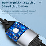 ADC-008 Câble de charge rapide 3-en-1 USB vers USB-C/Type-C + 8 broches + Micro USB entièrement compatible, 1,2 m, 2 m