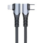 ADC-009 Câble de données double coude USB-C/Type-C vers 8 broches 20 W, 0,4 m, 1 m, 2 m