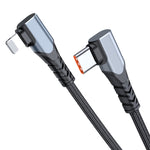 ADC-009 Câble de données double coude USB-C/Type-C vers 8 broches 20 W, 0,4 m, 1 m, 2 m
