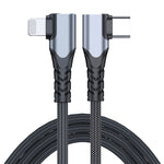 ADC-009 Câble de données double coude USB-C/Type-C vers 8 broches 20 W, 0,4 m, 1 m, 2 m