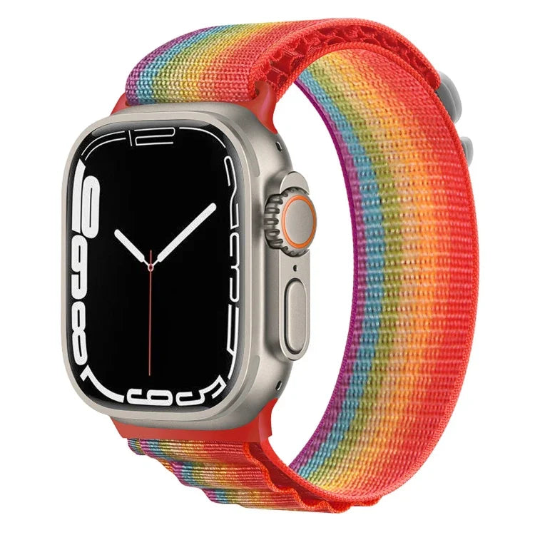 Bracelet de montre en nylon avec boucle argentée, pour Apple Watch Ultra 49 mm / Series 8&7 45 mm / SE 2&6&SE&5&4 44 mm, pour Apple Watch Series 8&7 41 mm / SE 2&6&SE&5&4 40 mm / 3&2&1 38 mm