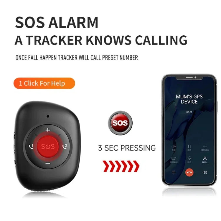 RF-V50 IP67 Étanche 4G LTE 3G 2G GSM Bouton SOS pour personnes âgées Alarme d'urgence Traceur GPS, RF-V50 (Noir), RF-V50 (Rouge)