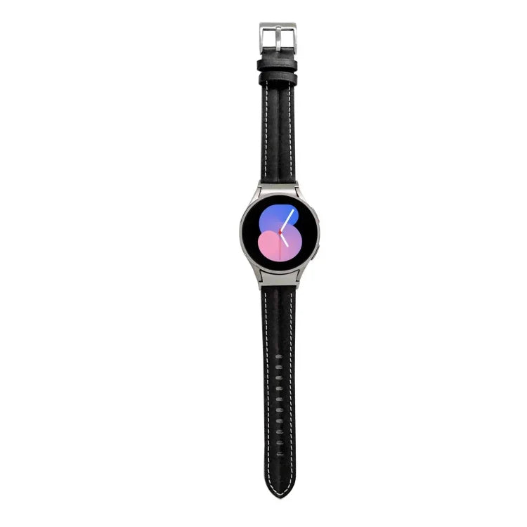 Bracelet de montre en cuir véritable rainuré, pour Samsung Galaxy Watch5 40mm / 44mm