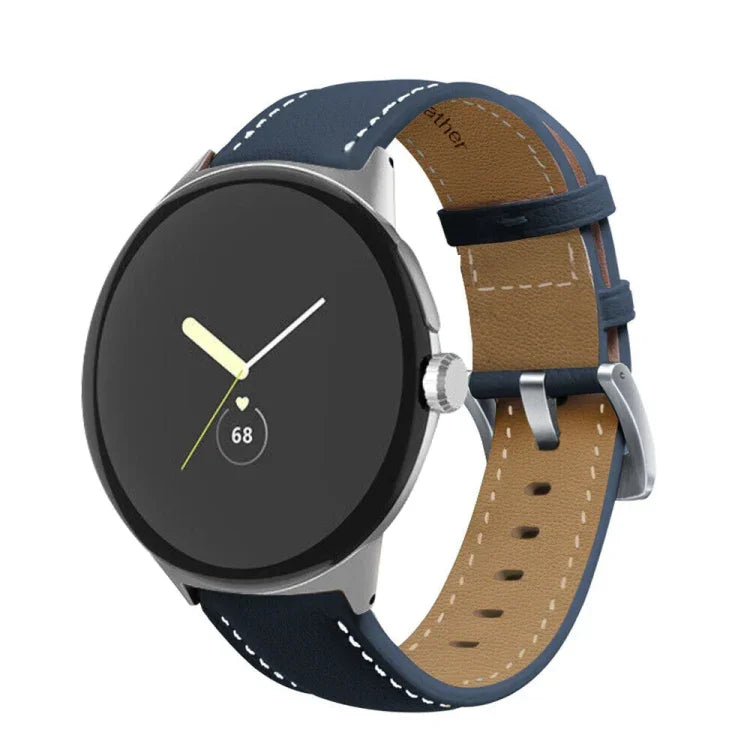 Bracelet de Montre en Cuir Véritable avec Surpiqûres et Extrémité Pointue, Pour Google Pixel Watch 4 / 3 / 2 / 1 41mm
