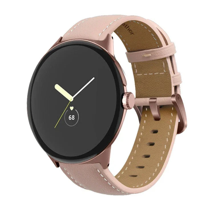 Bracelet de Montre en Cuir Véritable avec Surpiqûres et Extrémité Pointue, Pour Google Pixel Watch 4 / 3 / 2 / 1 41mm