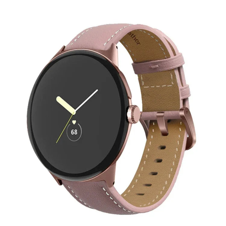 Bracelet de Montre en Cuir Véritable avec Surpiqûres et Extrémité Pointue, Pour Google Pixel Watch 4 / 3 / 2 / 1 41mm