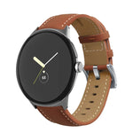 Bracelet de Montre en Cuir Véritable avec Surpiqûres et Extrémité Pointue, Pour Google Pixel Watch 4 / 3 / 2 / 1 41mm