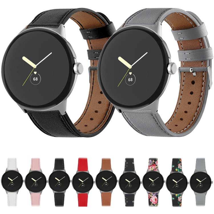 Bracelet de montre en cuir véritable Round Tail, pour Google Pixel Watch 4 / 3 / 2 / 1 41 mm
